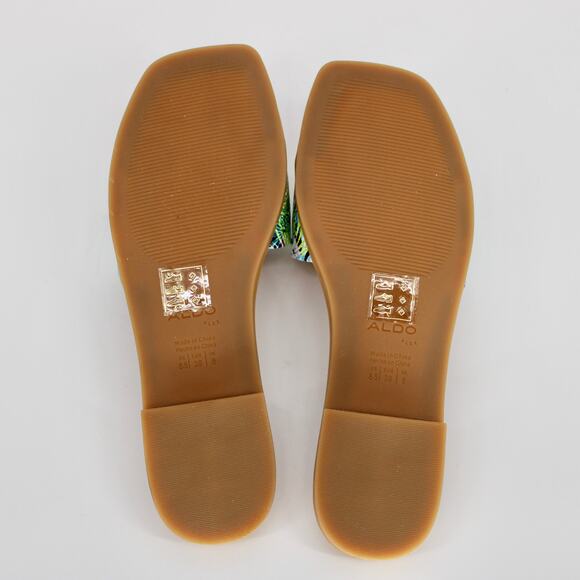 Aldo Ezio Buckled Flat Slide Sandals Womens Size 8.5 Bright Snake Multi Gold NEW - Picture 7 of 9